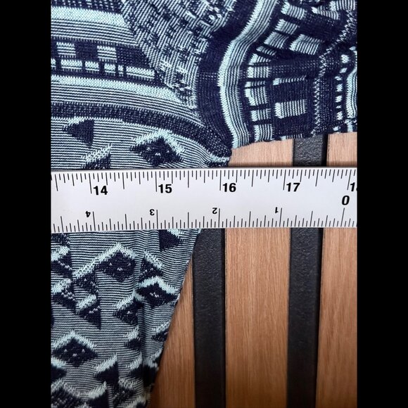 BCBG Maxazria Shift Dress Small Womens Blue Long Sleeve Geometric Print Stretch - Picture 3 of 7